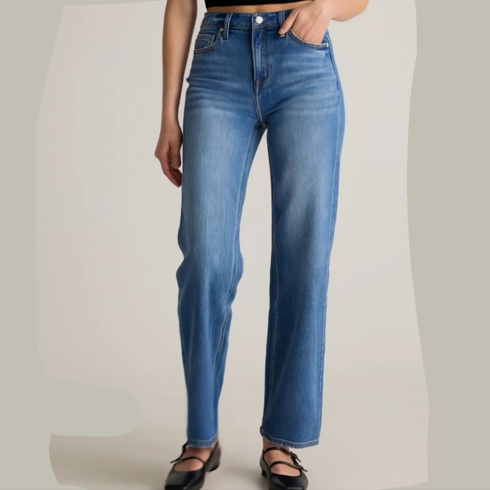 Quince Bella Relaxed Straight Jeans 90s Style 30" Inseam